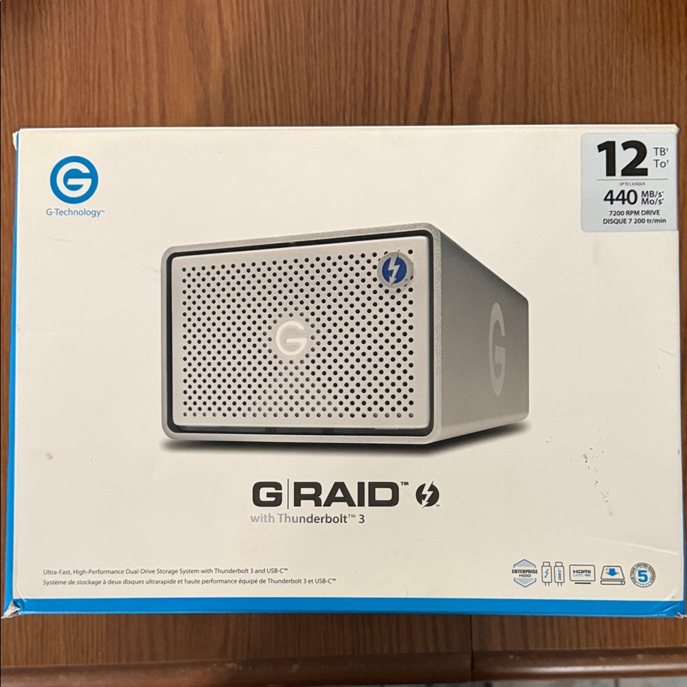 G-Tech - G-RAID 12TB External Storage - Thunderbolt 3/USB 3/HDMI